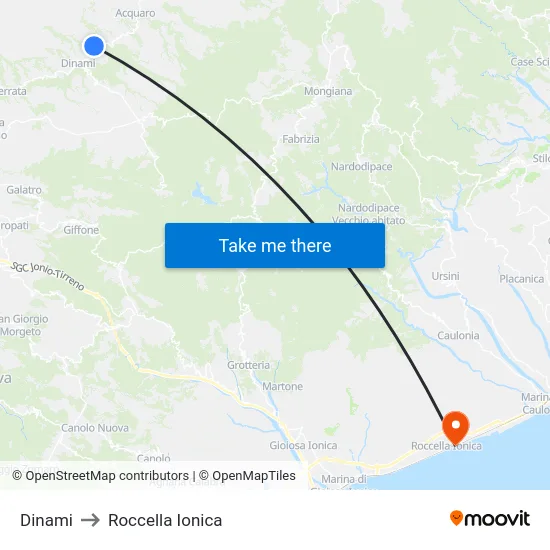 Dinami to Roccella Ionica map