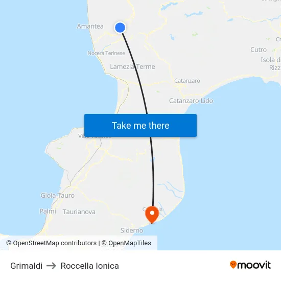 Grimaldi to Roccella Ionica map