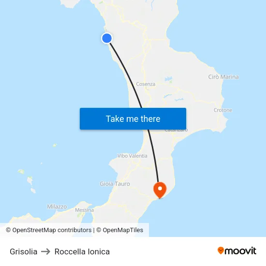 Grisolia to Roccella Ionica map