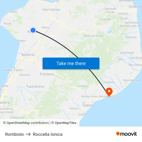 Rombiolo to Roccella Ionica map