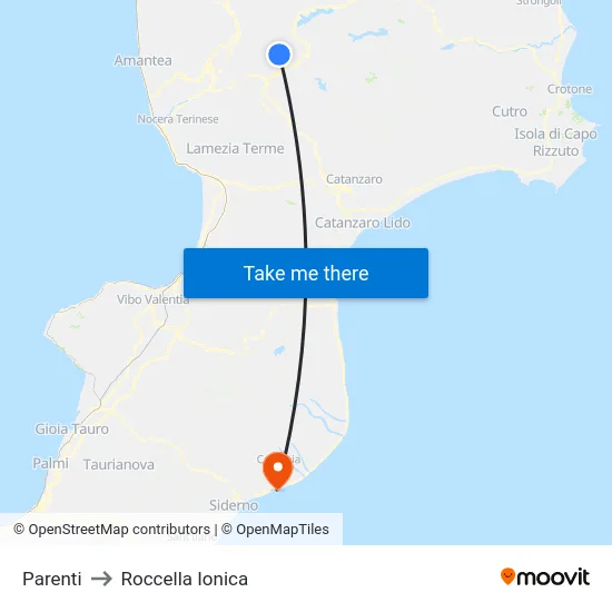 Parenti to Roccella Ionica map