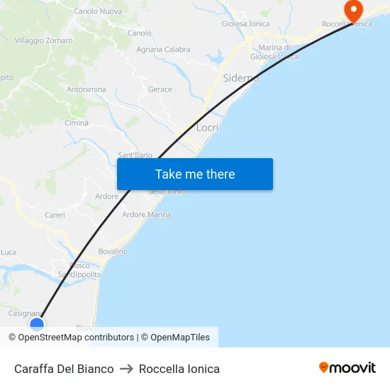 Caraffa Del Bianco to Roccella Ionica map