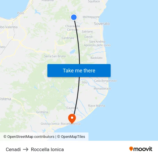 Cenadi to Roccella Ionica map