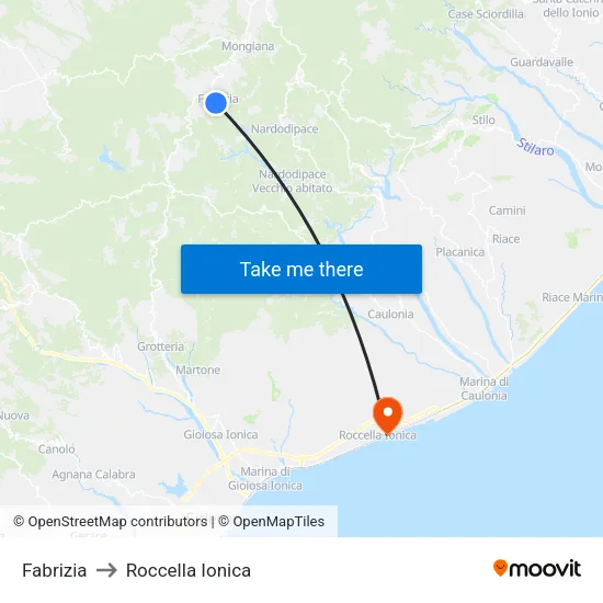 Fabrizia to Roccella Ionica map