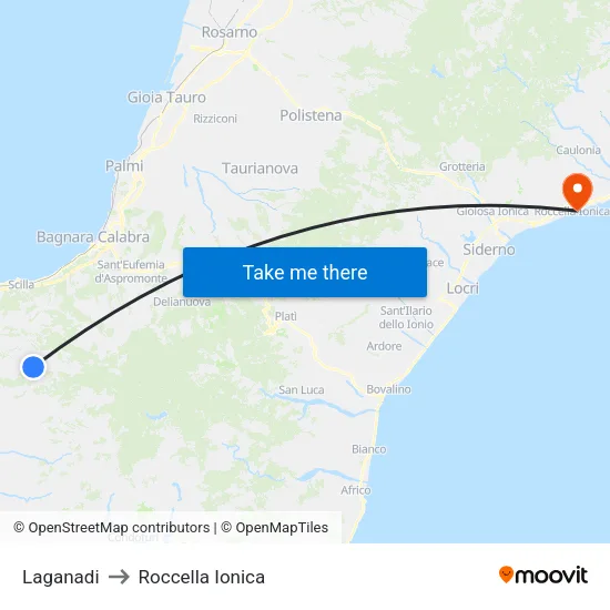 Laganadi to Roccella Ionica map