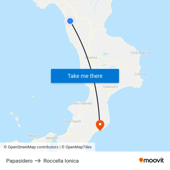Papasidero to Roccella Ionica map