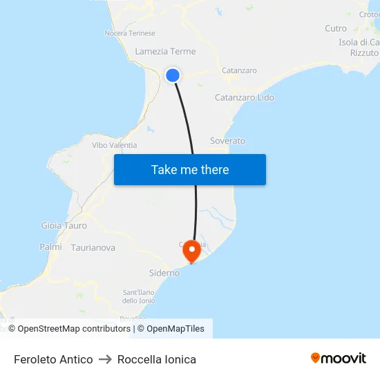 Feroleto Antico to Roccella Ionica map