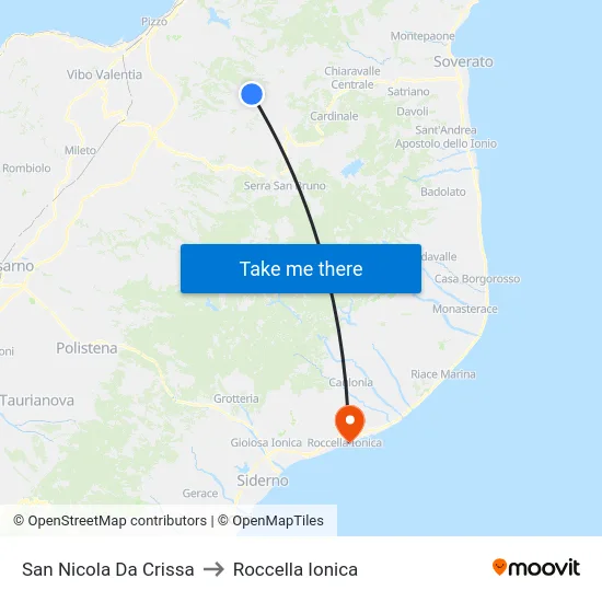 San Nicola Da Crissa to Roccella Ionica map