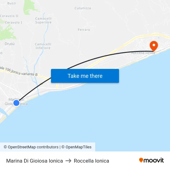 Marina Di Gioiosa Ionica to Roccella Ionica map