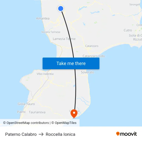 Paterno Calabro to Roccella Ionica map