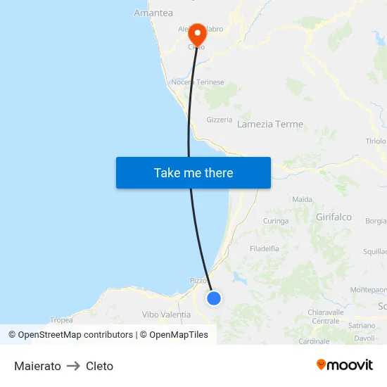 Maierato to Cleto map