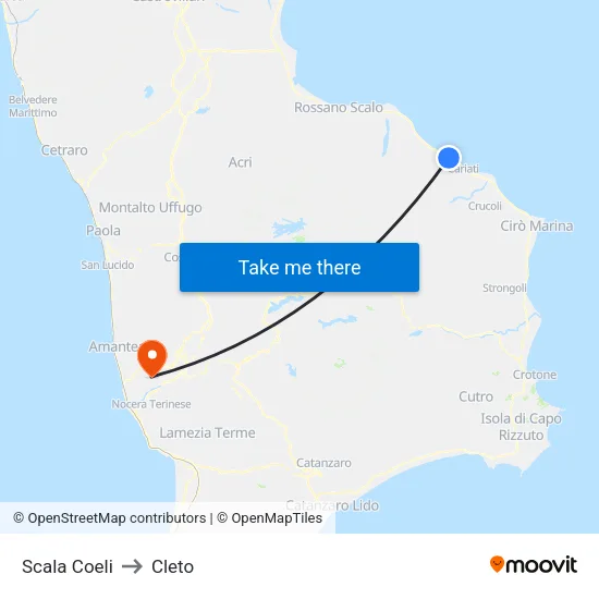 Scala Coeli to Cleto map