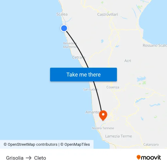 Grisolia to Cleto map