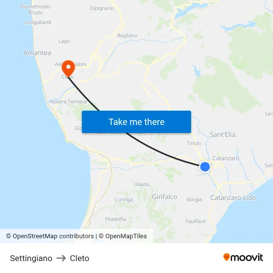 Settingiano to Cleto map
