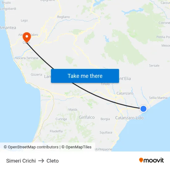 Simeri Crichi to Cleto map