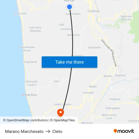 Marano Marchesato to Cleto map