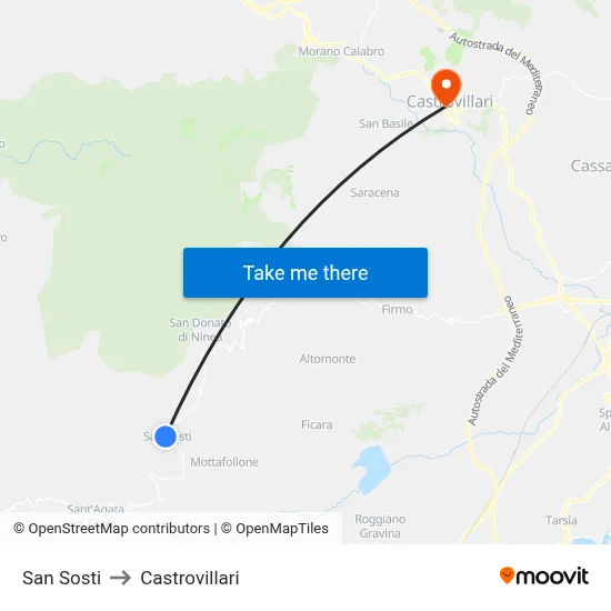 San Sosti to Castrovillari map