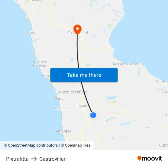 Pietrafitta to Castrovillari map