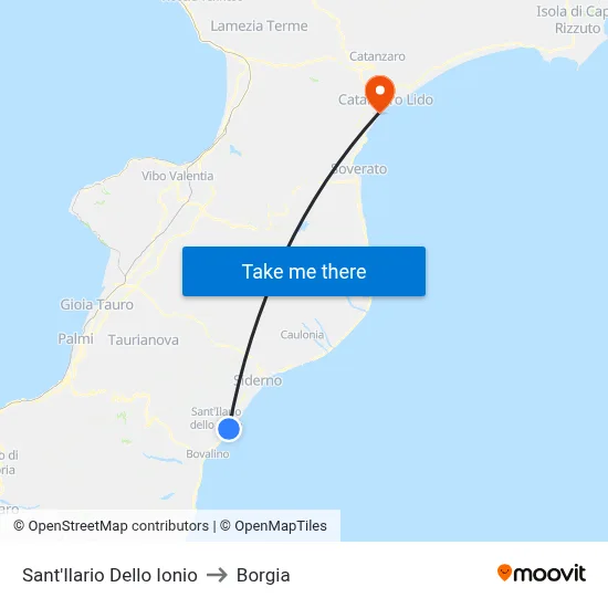 Sant'Ilario Dello Ionio to Borgia map