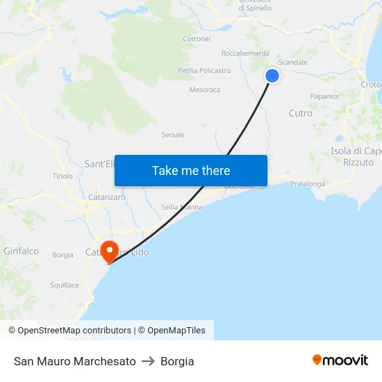 San Mauro Marchesato to Borgia map
