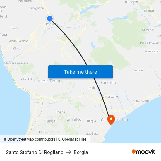 Santo Stefano Di Rogliano to Borgia map