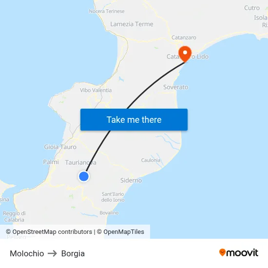 Molochio to Borgia map