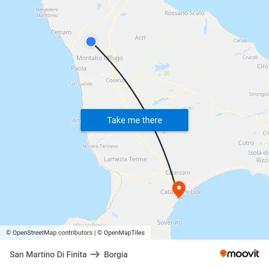 San Martino Di Finita to Borgia map