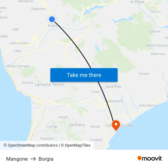 Mangone to Borgia map