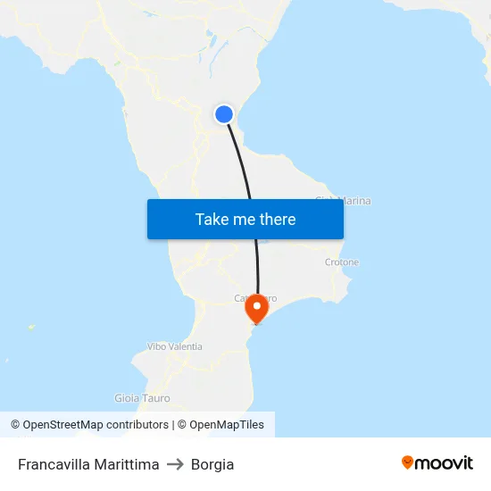 Francavilla Marittima to Borgia map