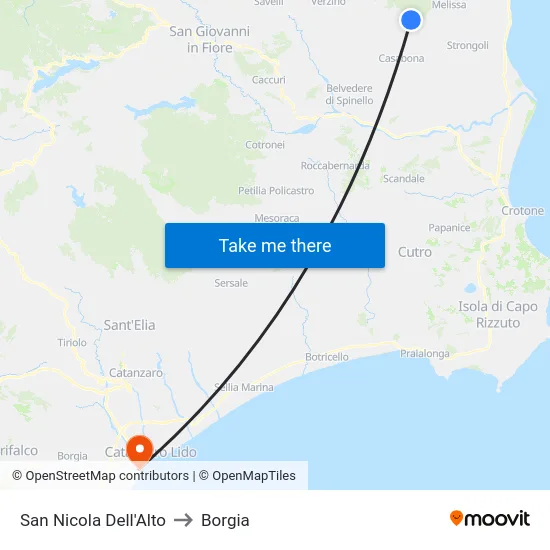 San Nicola dell'Alto to Borgia map