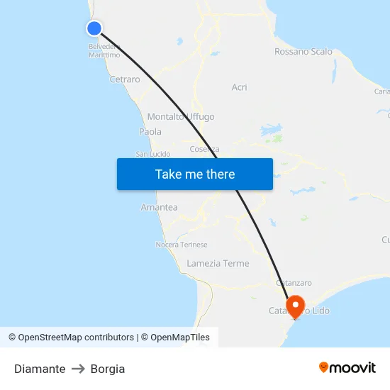 Diamante to Borgia map