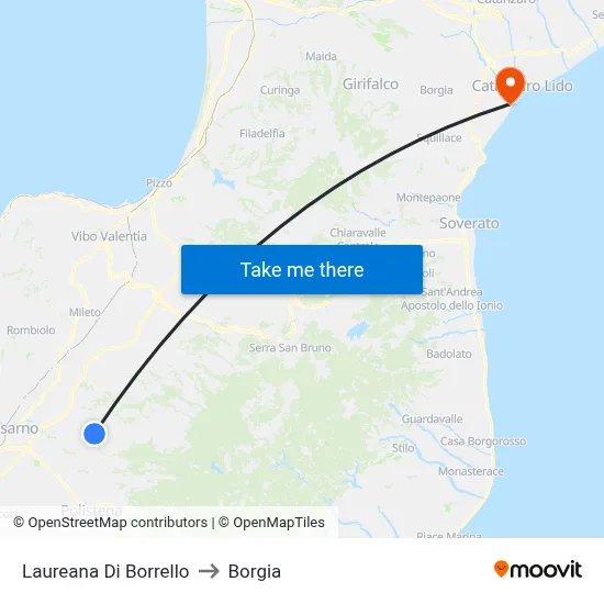 Laureana Di Borrello to Borgia map