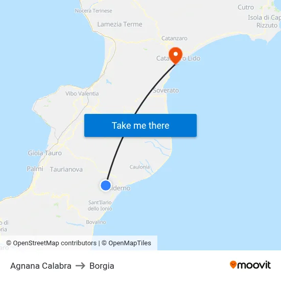 Agnana Calabra to Borgia map
