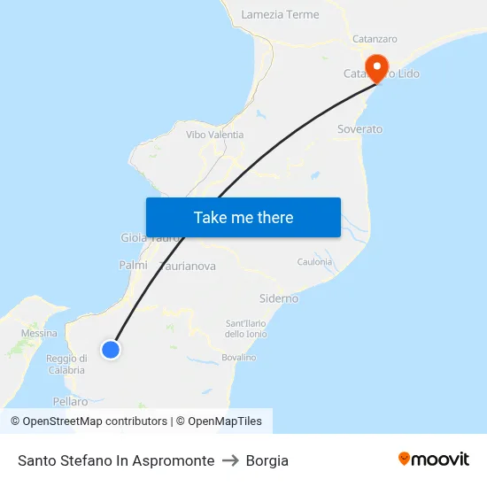 Santo Stefano In Aspromonte to Borgia map