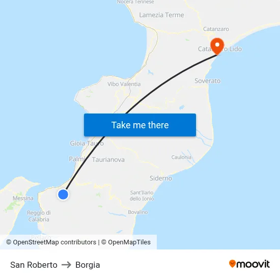 San Roberto to Borgia map