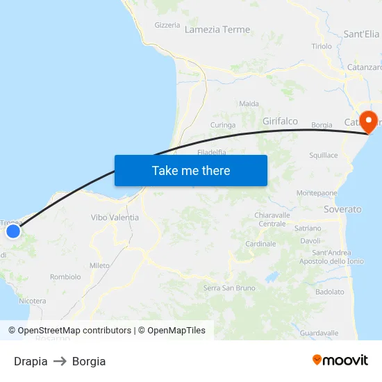Drapia to Borgia map