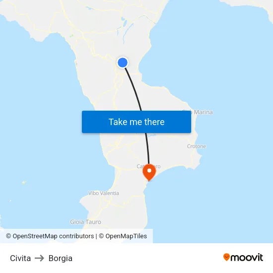 Civita to Borgia map