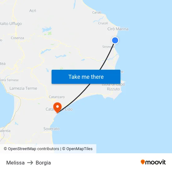 Melissa to Borgia map