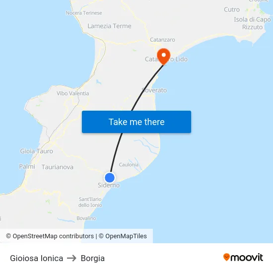 Gioiosa Ionica to Borgia map