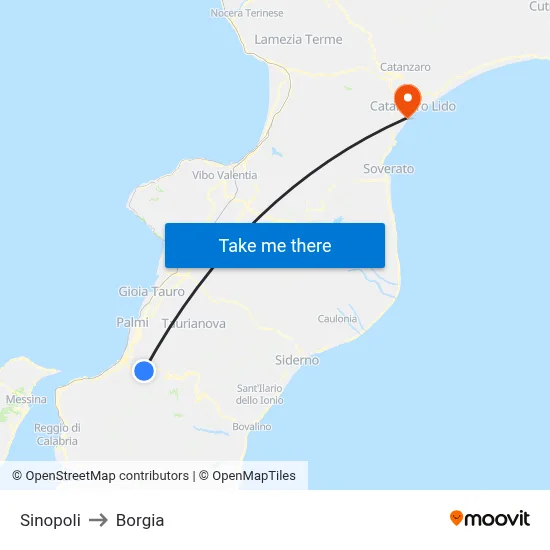 Sinopoli to Borgia map