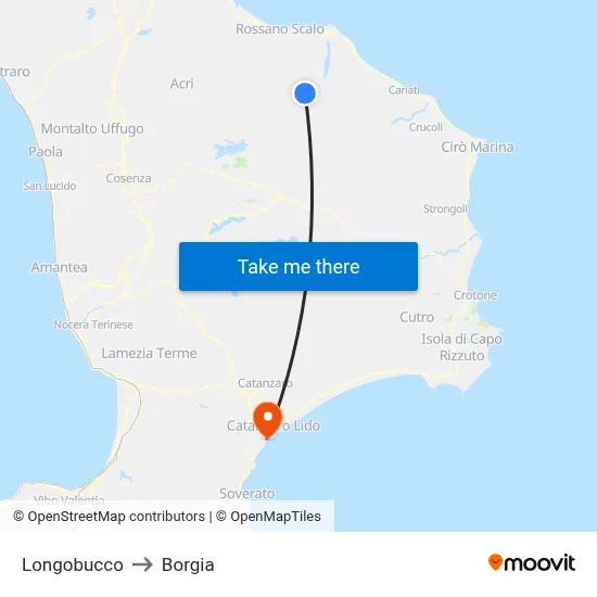 Longobucco to Borgia map