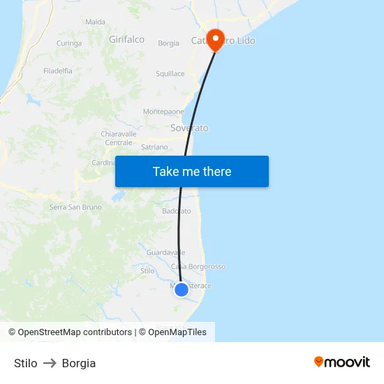 Stilo to Borgia map