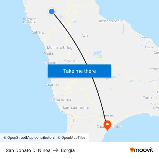 San Donato Di Ninea to Borgia map