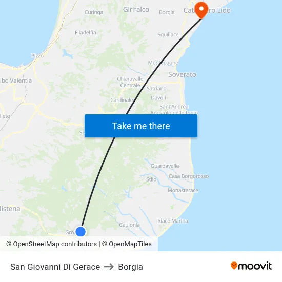 San Giovanni Di Gerace to Borgia map