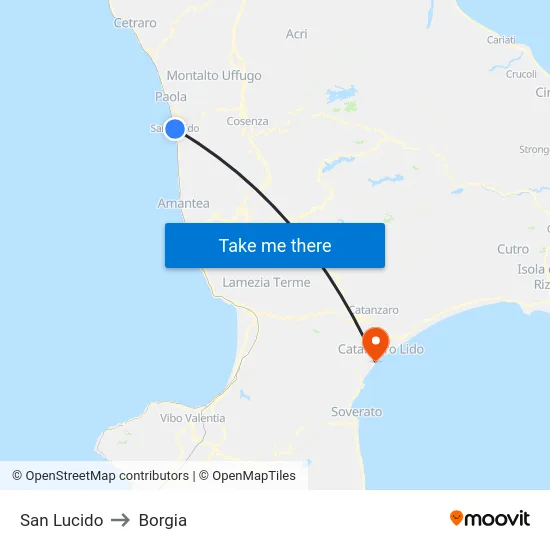 San Lucido to Borgia map