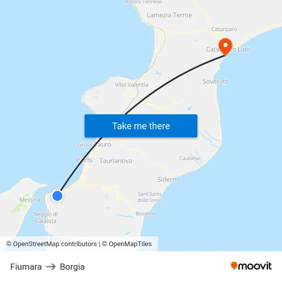 Fiumara to Borgia map