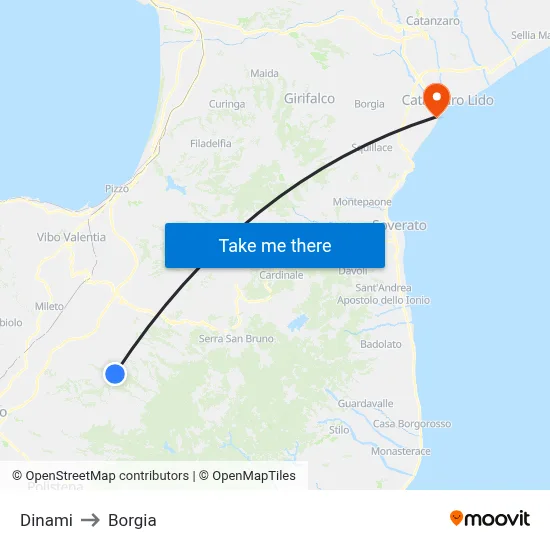 Dinami to Borgia map