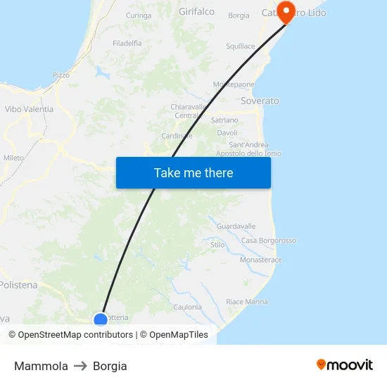 Mammola to Borgia map