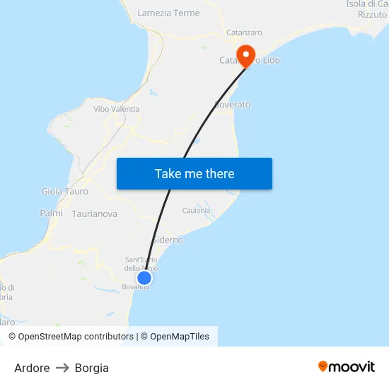 Ardore to Borgia map