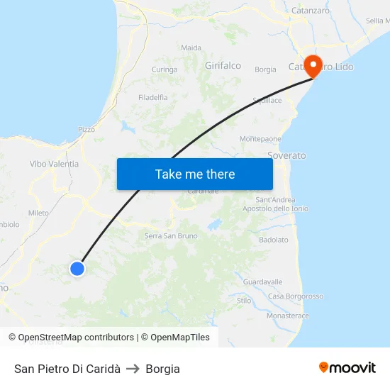 San Pietro Di Caridà to Borgia map